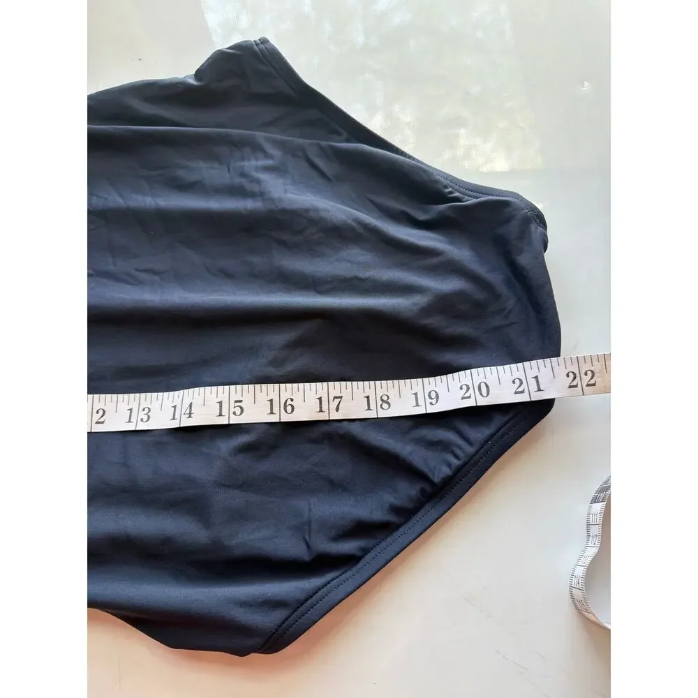 Michael Kors Womens Size 8 Navy Blue Strapless Ruched One Piece Swimsuit